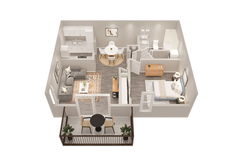 a floor plan of a house with a bedroom and a living room
